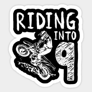 Riding Into 9th Birthday Boy Dirt Bike Party 9 Year Old Sticker